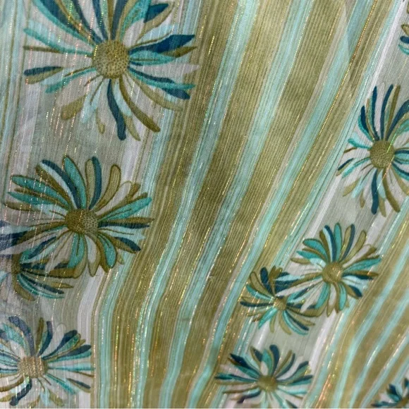 A.P.N.Y Halter Midi Dress Size 10 Green Floral Gold Metallic Fairy Y2K - Picture 5 of 7